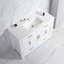 Ensemble de meuble-lavabo blanc 48 po avec lavabo en céramique, armoire de rangement abondante, 4 portes à fermeture douce et 4 tiroirs