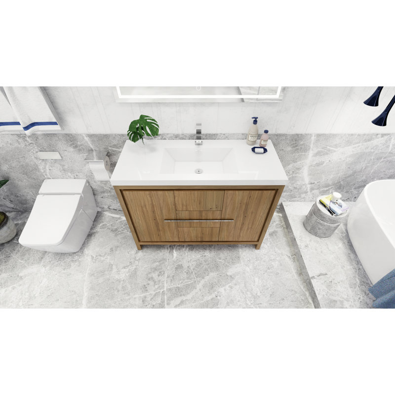 Ensemble de meuble-lavabo simple 47 po Alsadig, Chêne naturel