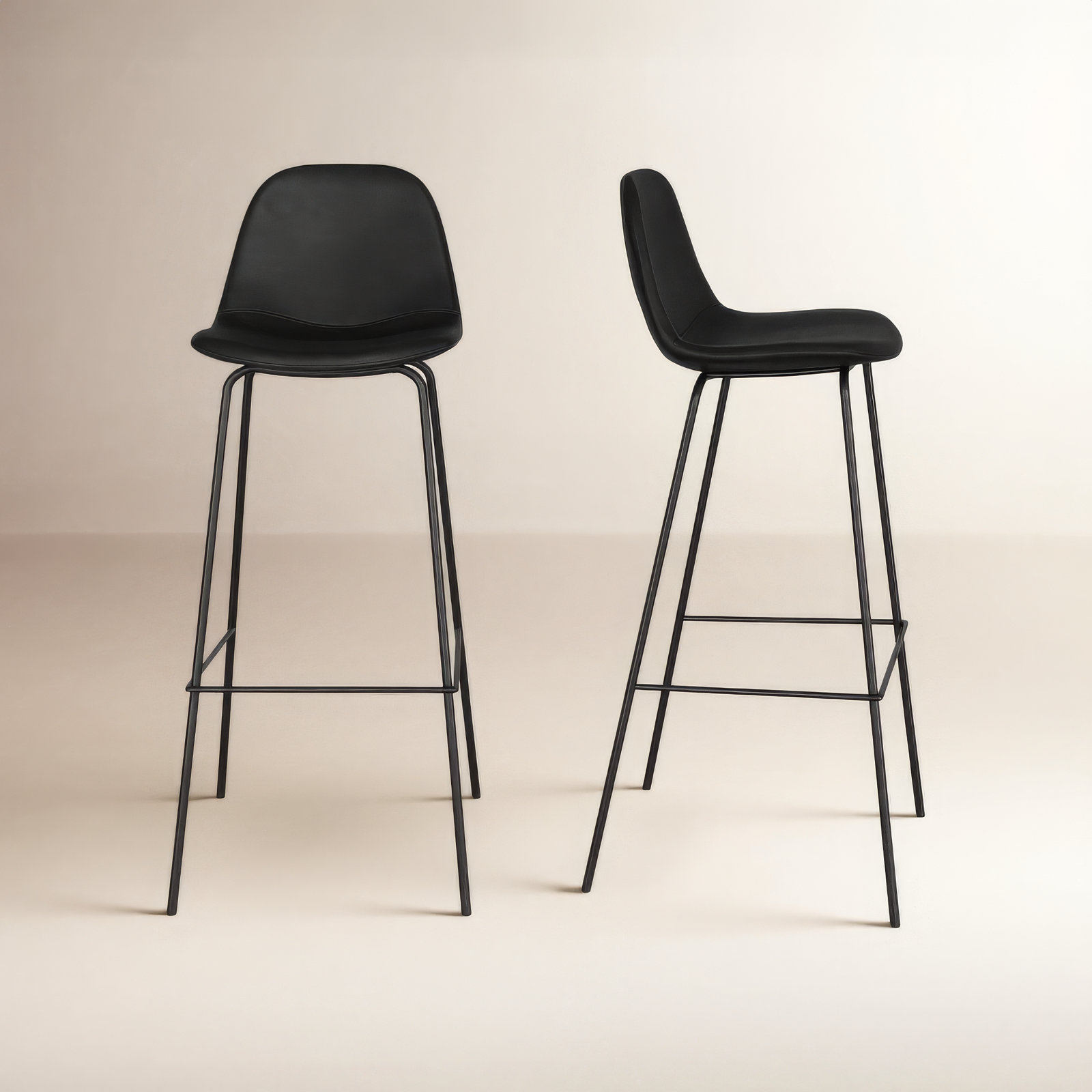 Kody Vegan Leather Bar & Counter Stool, Bar Stool (30.5" Seat Height), Midnight Black Vegan Leather