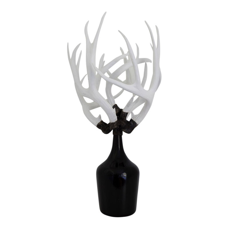 Antler Handmade Glass Decorative Bottles, Black/White