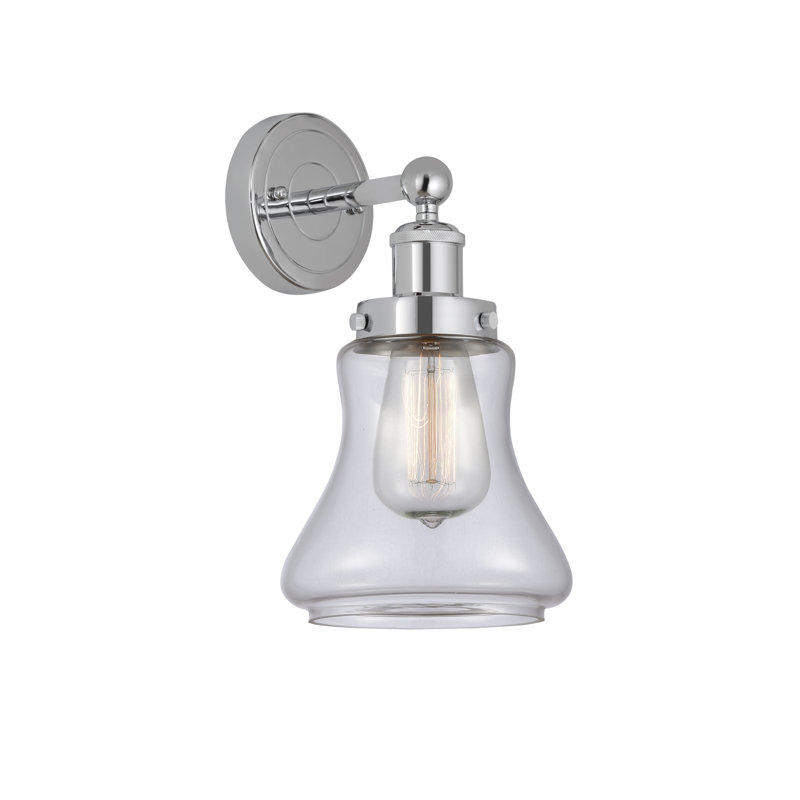 Applique murale à bras en acier 1 lumière Chickasha, Transparent, Chrome poli