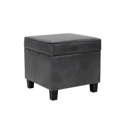 Repose-pieds carré avec rangement Pyp, riche simili cuir 18 pouces