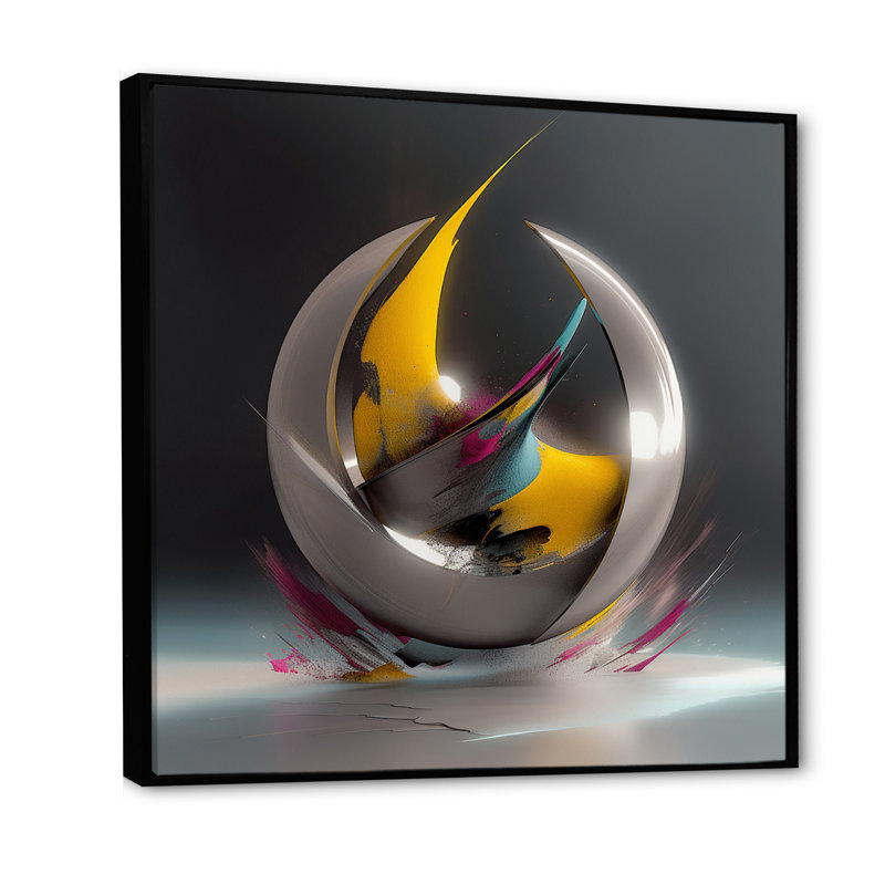 Visionary Divine Dance 3D Wave Sphere sur toile, H 36 po x l 36 po x P 1,5 po, Cadre flottant noir