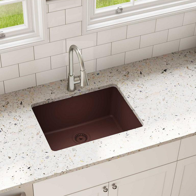 Évier de cuisine encastré en quartz classique 24-5/8 po x 18-1/2 po x 9-1/2 po, Pacane