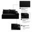 Causeuse en velours côtelé noir agréable pour la peau; une chaise d'intérieur minimaliste et décontractée avec un design sans pattes, sans accoudoirs et à structure basse compressible.