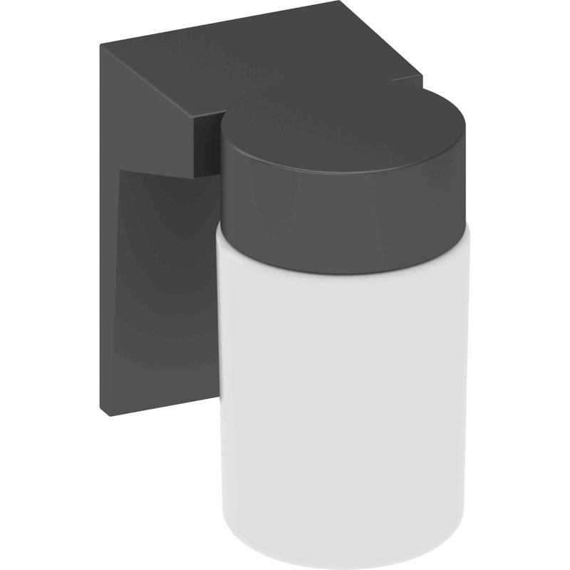 Applique murale d'extérieur 1 lumière en fonte d'aluminium noire avec abat-jour cylindrique en verre opale