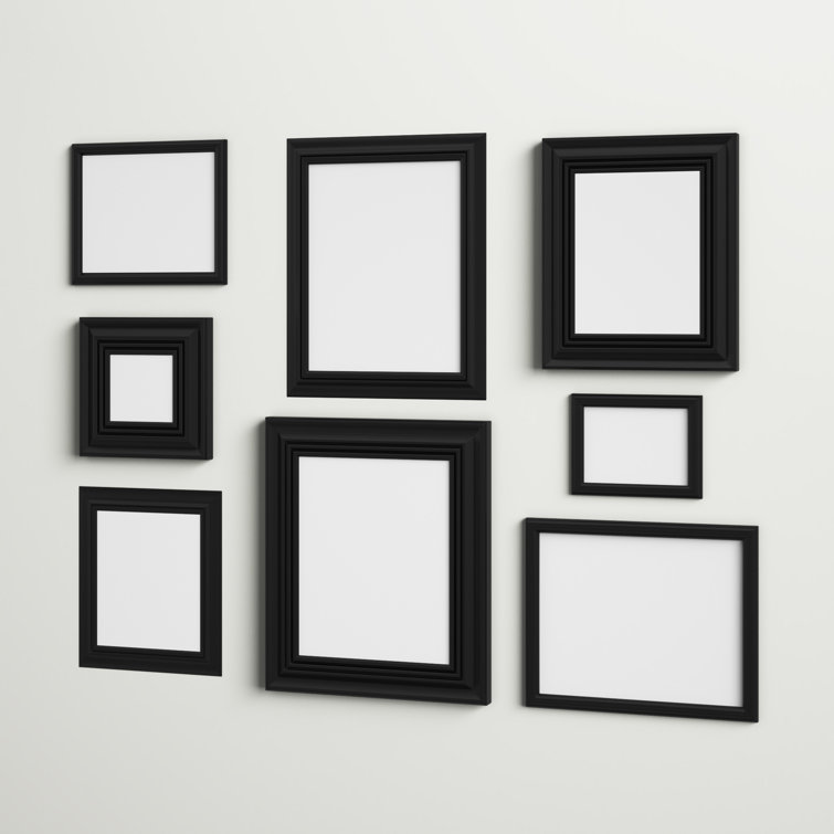 8 Piece Syston Gallery Picture Frame Set Three Posts Teen Color Black