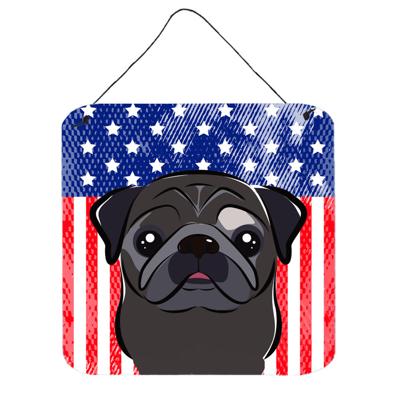 Décoration murale drapeau american, Pug noir