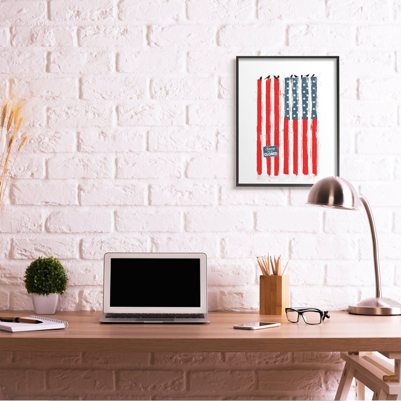 «American Flag Birds on Wall» par Balazs Solti - impression d'art graphique, H 30 po x l 24 po x 1,5 po