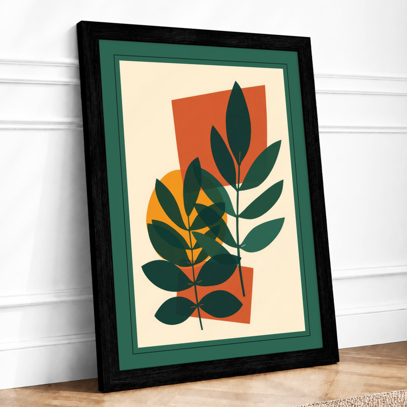 Stems in Gold Botanical - Framed Print, A4 - 29.7 x 21.0 cm, Black