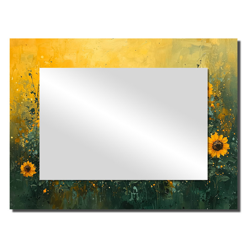 Tournesol champêtre Golden Glow I - art mural miroir tournesols - imprimé sur métal, 24 po x 32 po
