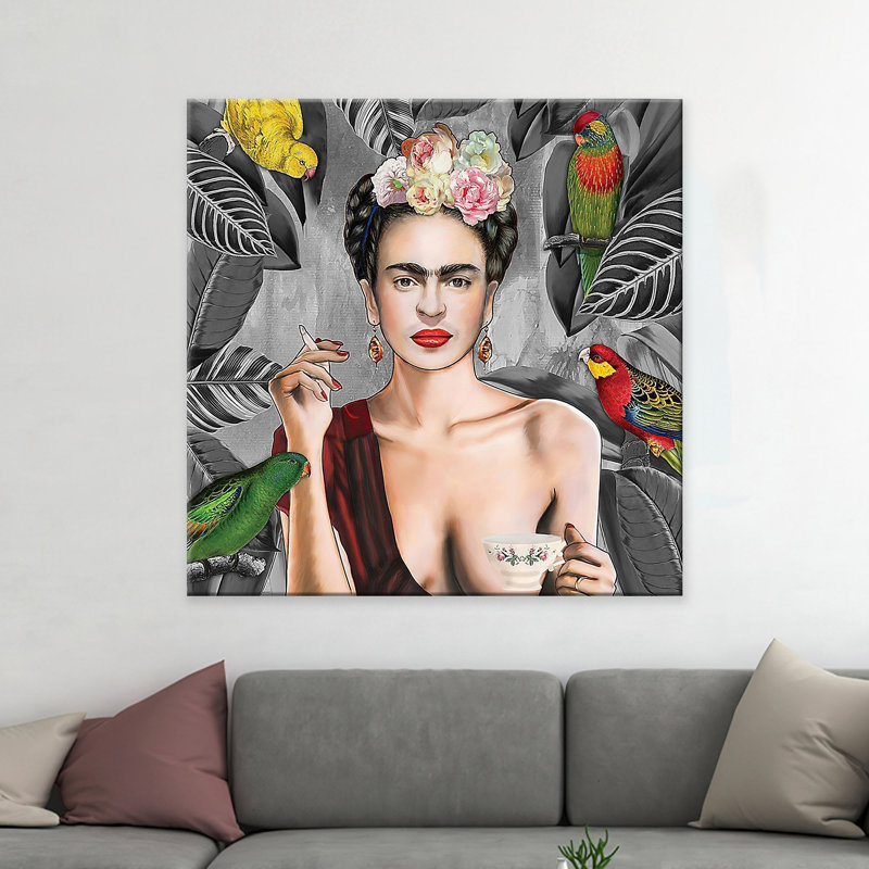 Impression sur toile imprimée Frida Kahlo - élégante décoration murale, toile tendue 1P, H: 43,3 po x l: 43,3 po