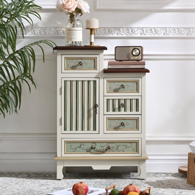French Country 1-Door Carved Wood Accent Chest With 3-Drawers, Cabinet,  Accents