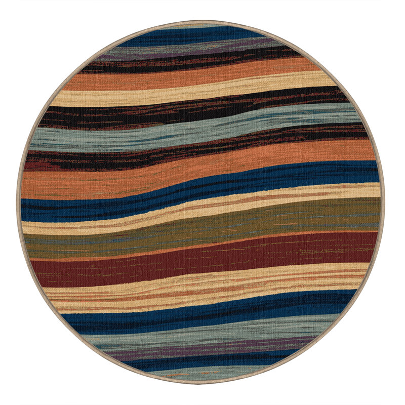 Washable Painted Hills Southwestern Area Rug, Round 7'