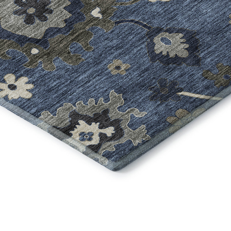Premium Machine Washable Prisco Blue Rug, Rectangle 3' x 5'