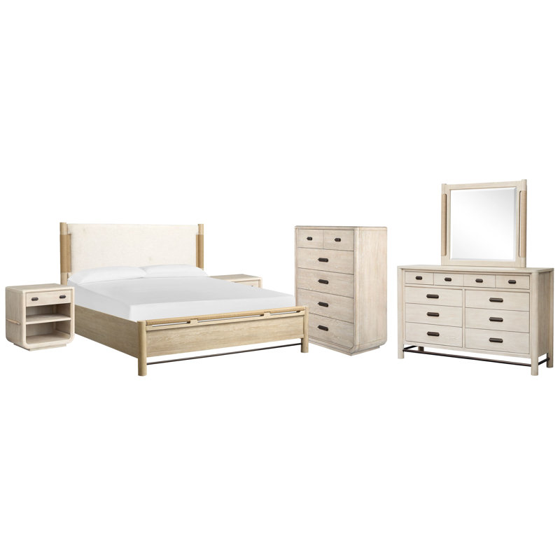 Commode à 2 tiroirs avec miroir de paysage et commode 5 tiroirs Regulski, Grand