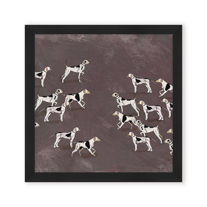 Nature Inspired Modern Ensemble: Sleek Hound Soirée, 36" H x 36" W, Framed Matted Print, Gold