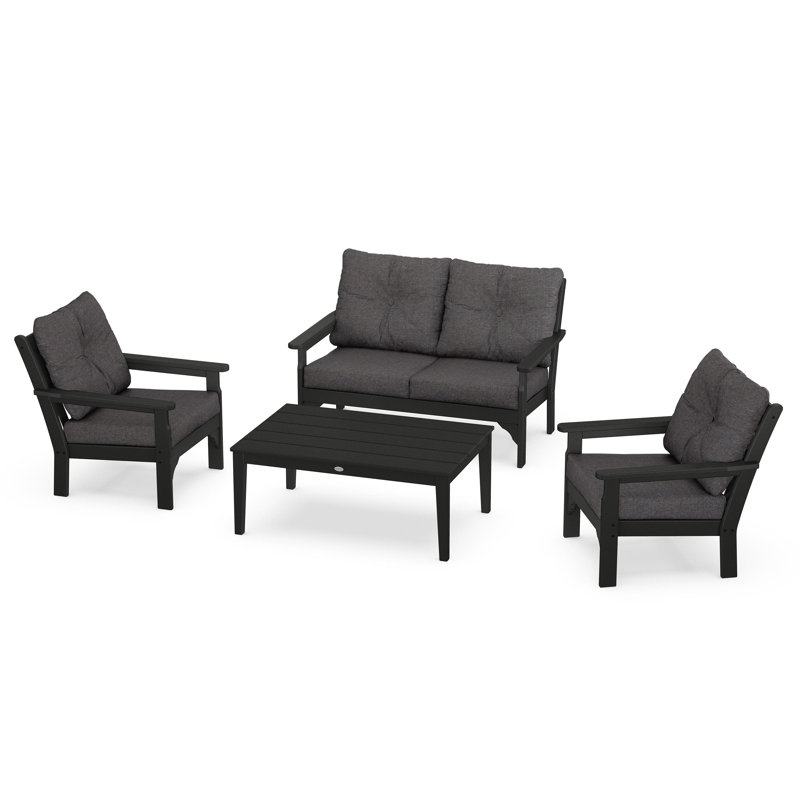Vineyard 4-Piece Deep Seating Set, Ash Charcoal, Black