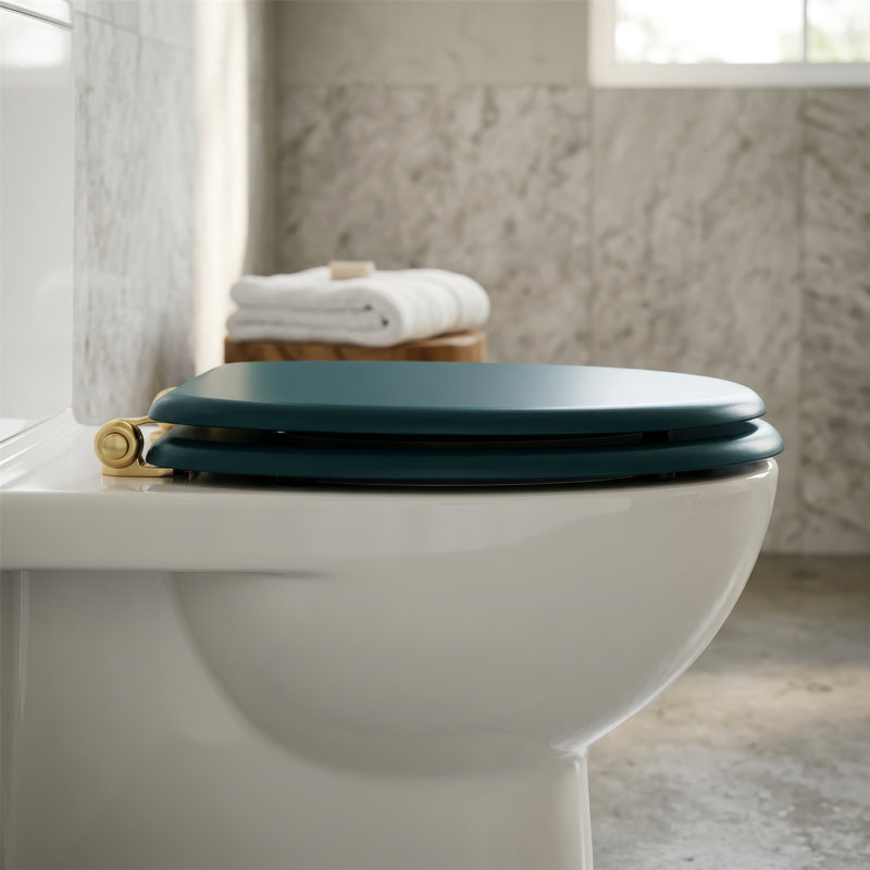 Harbour Housewares Wooden Soft Close Toilet Seat, Blue