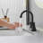 Fineline 4-Inch Matte Black Centerset 2-Handle Bathroom Sink Faucet With Drain Assembly-107545219