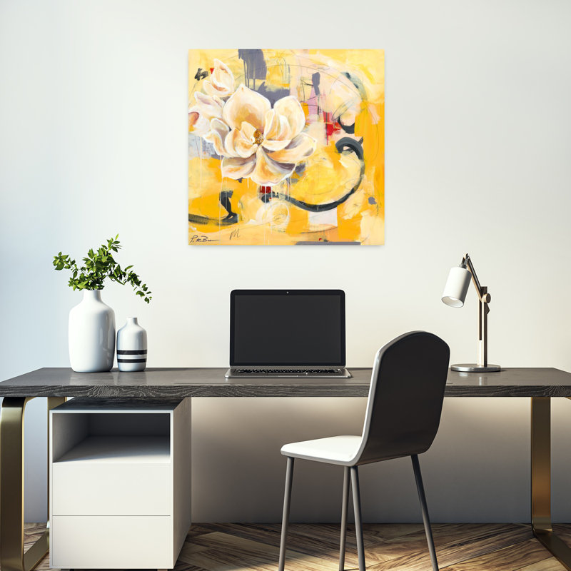 Southern Charm, art contemporain magnolia, H 18 po x l 18 po
