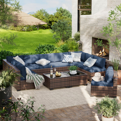 10 - Person Outdoor Seating Group With Cushions