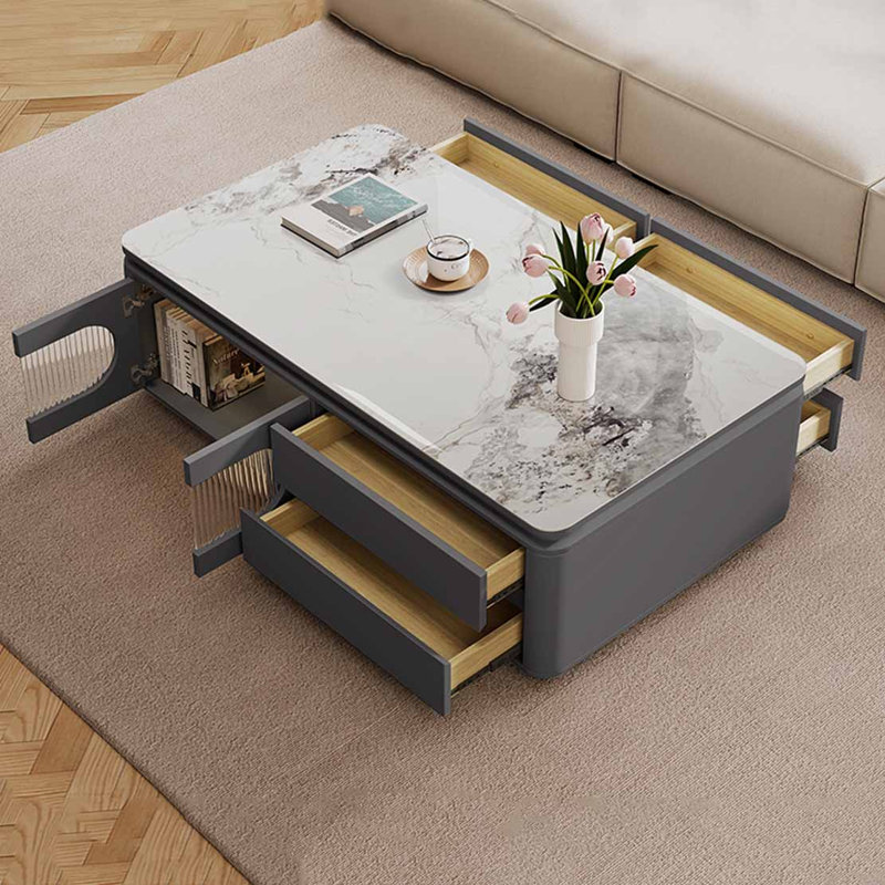 Table basse rectangulaire, Gris foncé, Blanc / Gris, H 21,7 po x L 47,2 po x l 25,6 po