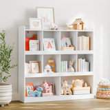 Billmont 10-Cube Bookshelf, 3-Tier Open Shelf Bookcase with Anti-Tip Device, Storage Organizer for Home Office, Living Room, Bedroom, Floor Standing Wooden Shelving Unit, Modern Cube Storage Shelf