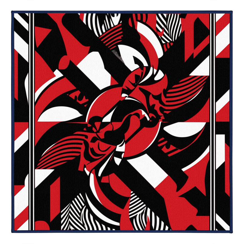 Vermillion Velocity Rug, Square 5'