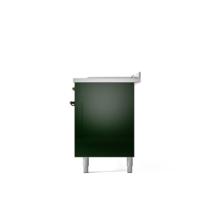 ILVE Nostalgie II 60 in Dual Fuel Range, 7 Burner, Griddle, Frenchtop, Natural Gas, Emerald Green/Burnished