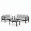 Ensemble de conversation de patio 3 pièces en aluminium 3 pièces, canapé d'extérieur 5 places avec coussins épais gris clair et structure noire et table basse-144283431