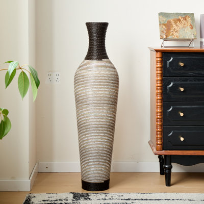 39.4" Handmade PVC Tall Floor Vase, Rustic Textured Floor Vase for Home Decor, Perfect for Living Room, Entryway, Bedroom, Office, Ideal for Pampas Grass & Dried Floral Arrangements
