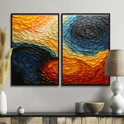 Ornement bleu sarcelle Op Art illusion rythmique I - décoration murale moderne