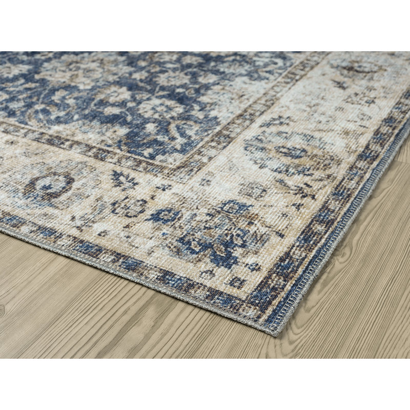 Remington Washable Blue Area Rug, Rectangle 7'10" x 9'10"