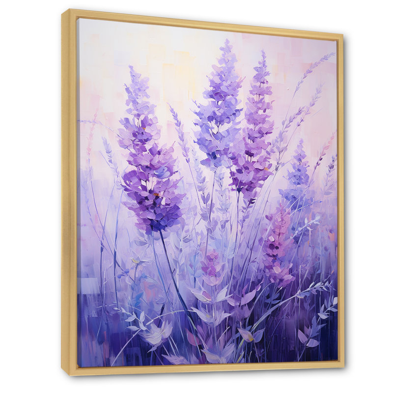 Lavande, sérénité, art floral, H 32 po x l 24 po x P 1 po, Cadre flottant brun