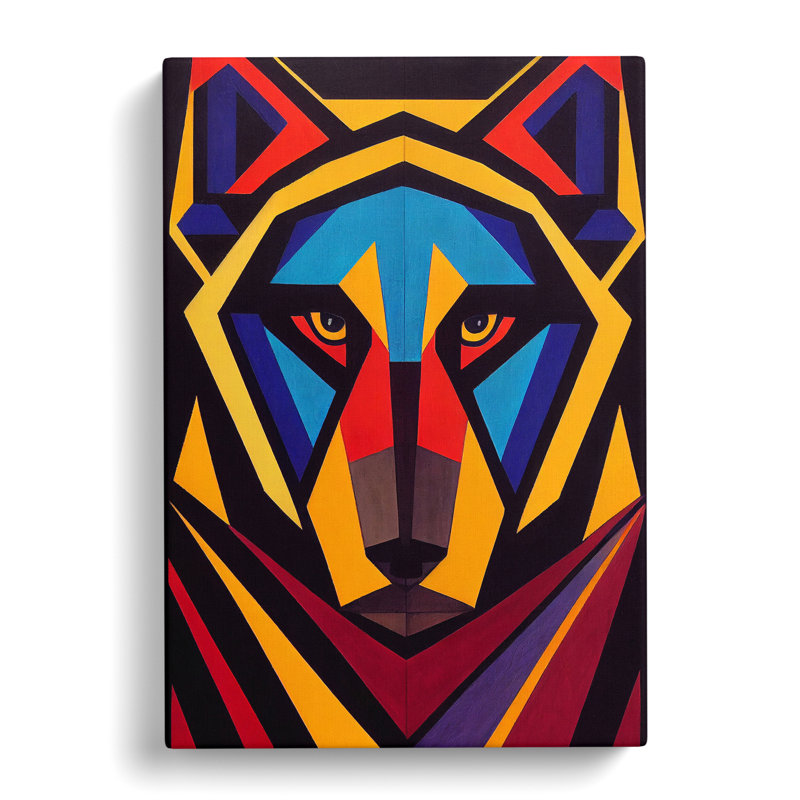Wolf Art Abstract No.4 - Wall Art, 60cm H x 40cm W, Wrapped Canvas, No Matte