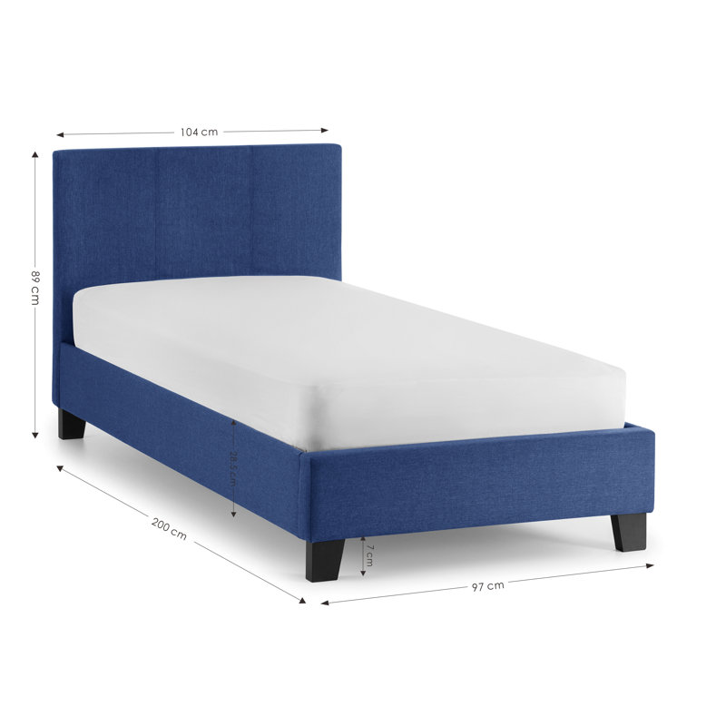 Lilianna Upholstered Bed, Single (3'), Blue, No Mattress