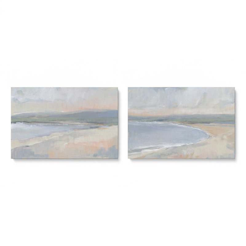 «Hazy Beach at Dawn», ensemble de 2 impressions sur toile, Toile tendue, H 24 po x l 72 po x P 1,25 po