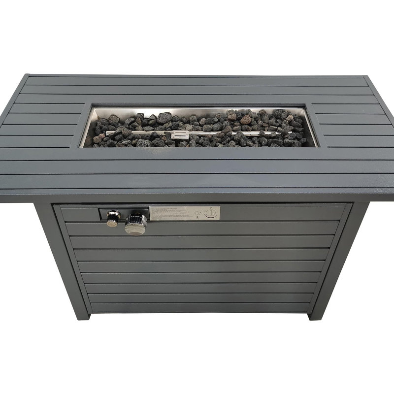 Table de foyer d'extérieur en acier avec couvercle H 25 po x l 42 po Living Source International (gris)
