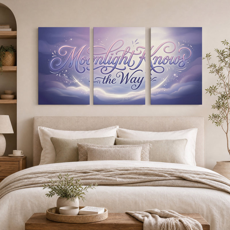 "Moonlight Knows the Way", ensemble de 3 toiles murales, H 24 po x l 16 po x 3 pièces