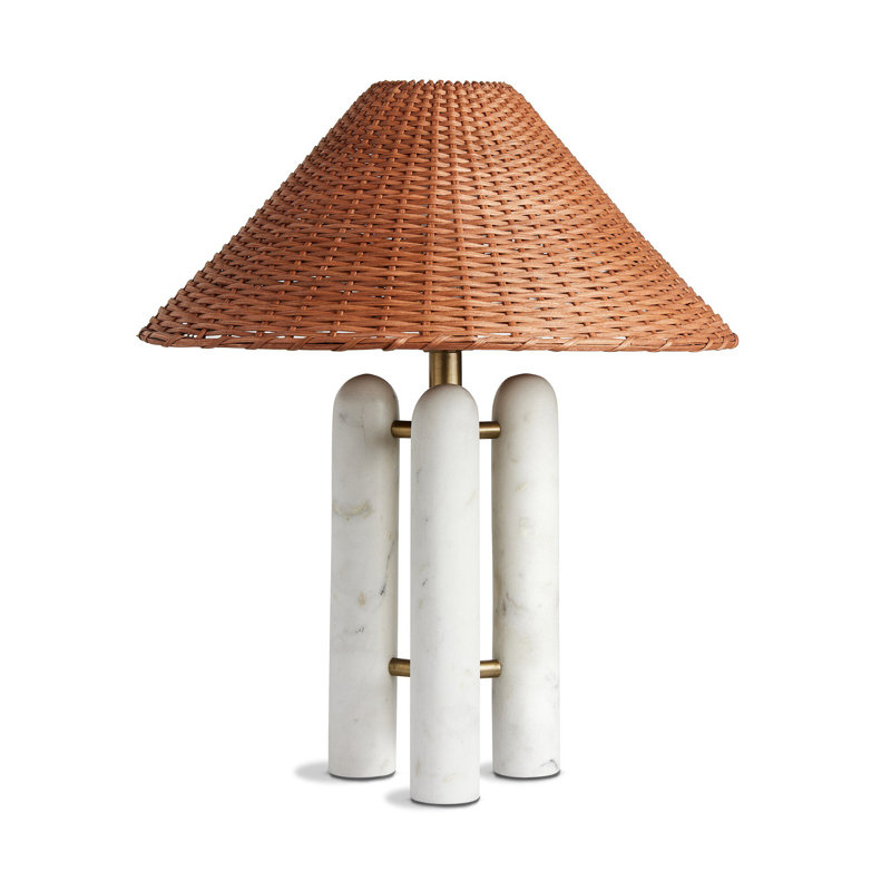 Medici Table Lamp, Brown, Rattan, White