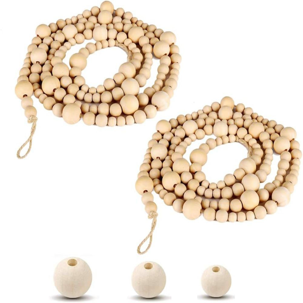 2pcs Wall Hanging Holiday Decorations Wood Beads Garland 86.6Inch/Piece The Holiday Aisle