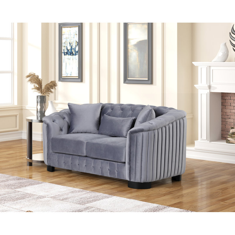 Jaselyn 64'' Velvet Loveseat, Gray