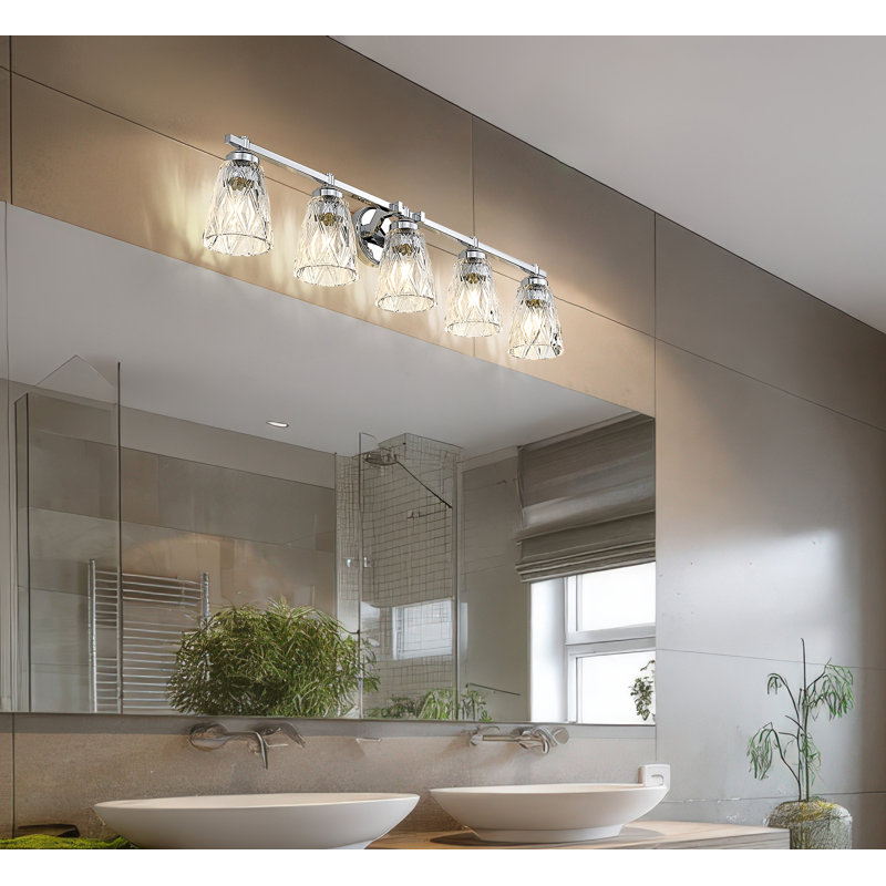 Meuble-lavabo chromé 5 lumières Andree, Chrome chrome, H 9 po x l 40 po x P 6,25 po, 5 lumières