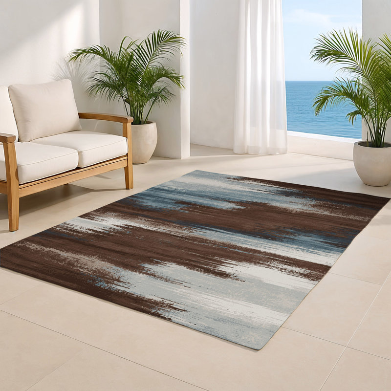 Watercolor Brown Indoor and Outdoor Area Rug, Rectangle 2' x 3'