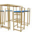 Ensemble de table de bar et chaise cinq pièces, structure dorée, plateau de table multicouche, coussin de chaise et dossier en éponge, table avec fonction de rangement (or + beige + bleu)