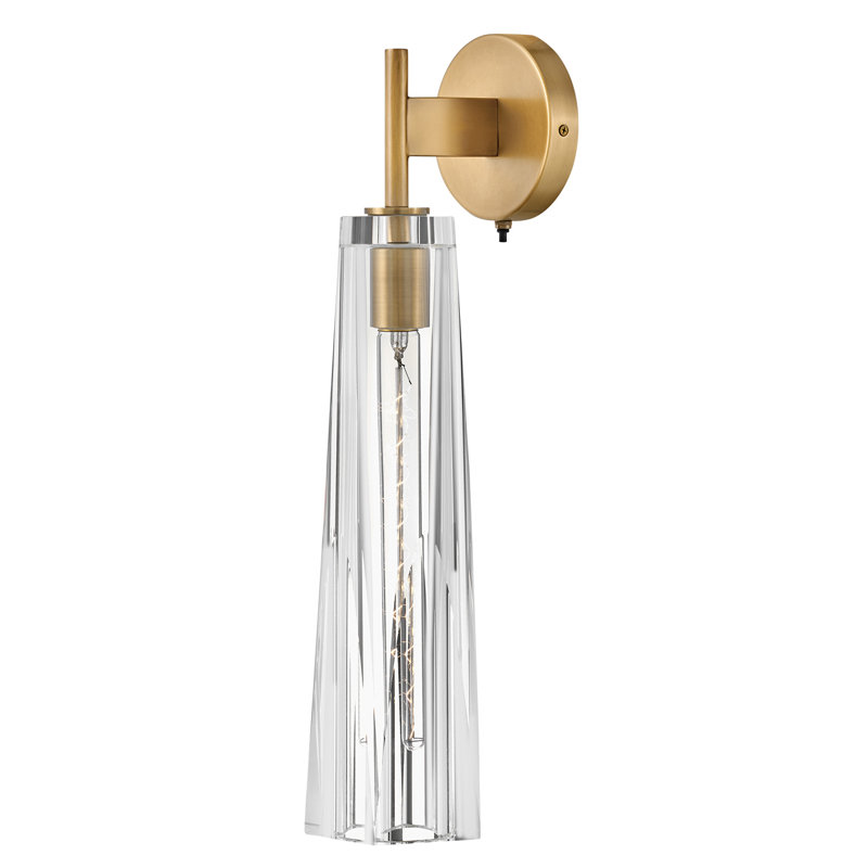 Heritage Brass Dimmable Wall Sconce with Clear Crystal Shade