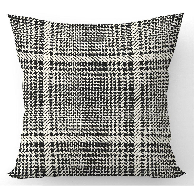 Morningside Monochrome Textured Checked Gingham Square Throw Cushion