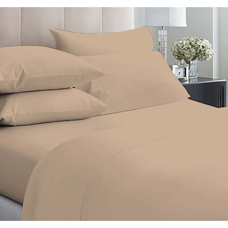 6-Piece Premium Deep Pockets Microfiber Sheet Set, Full, Light Khakhi