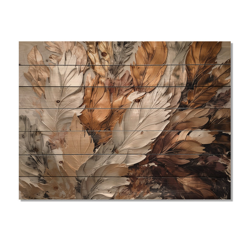 Décoration murale plume dorée en plumes dorées IV, H 30 po x l 40 po